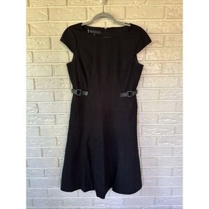 Anne Klein Women's Size 8 Black Fit‎ And Flare Dress Wedding Guest Office Wear